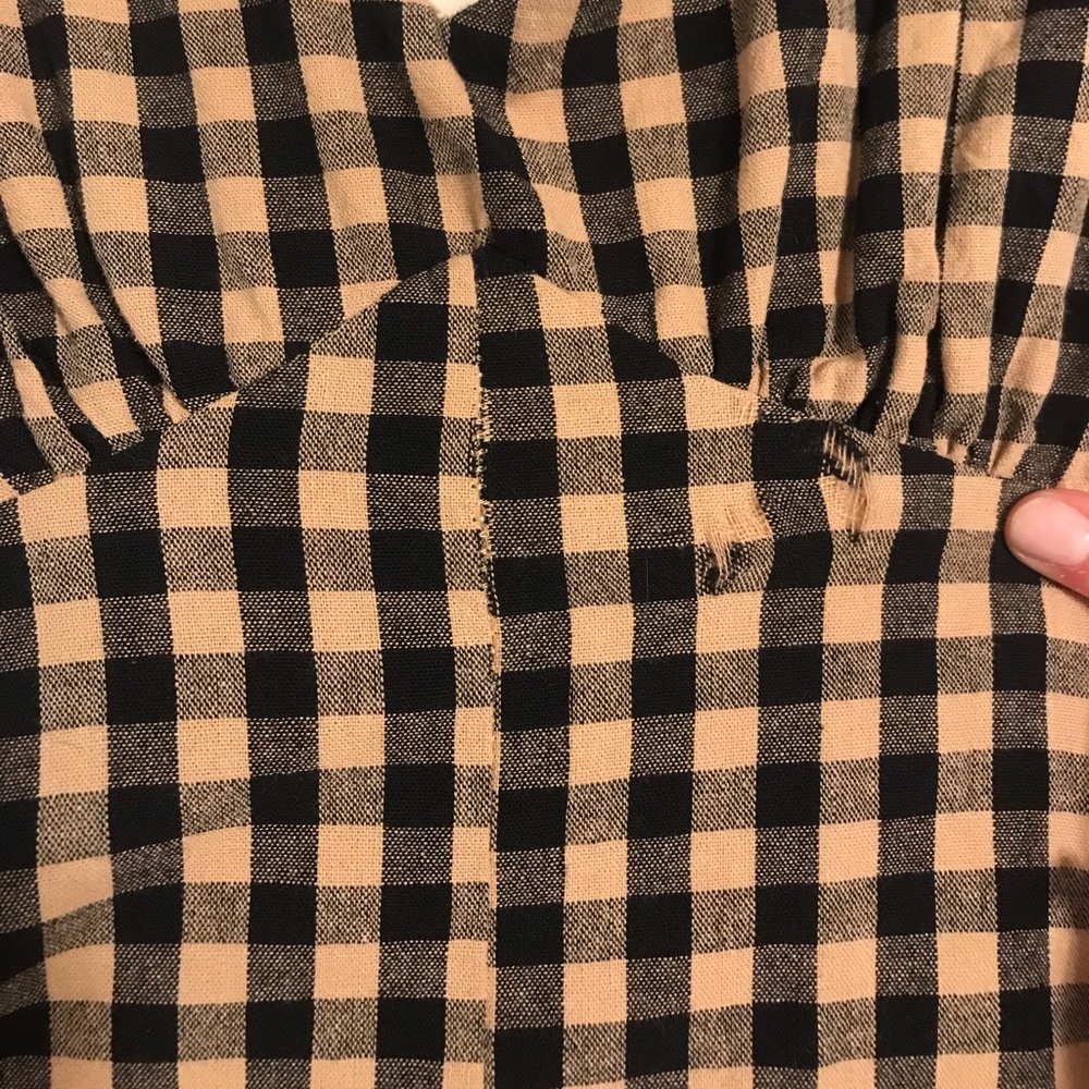 SOLD - Elm Beige Gingham Midi Dress - Picture 12 of 13